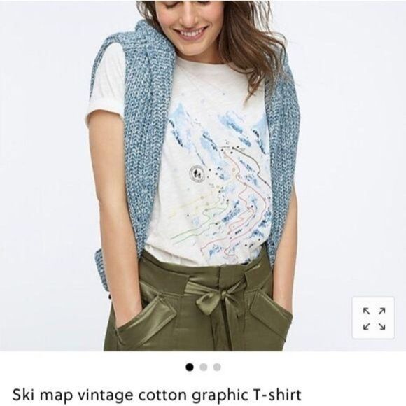 NWT J. Crew Ski Map Graphic Cotton Short Sleeve Tee T-Shirt - Picture 1 of 8